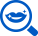 an icon of smiling lips zoomed in with a magnifying glass