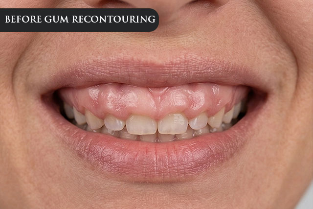 a before treatment image of a patient with a gummy smile