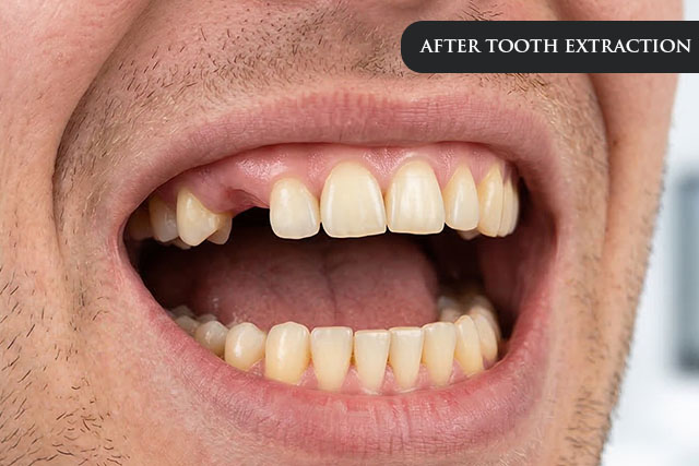 an after treatment image of a patient after tooth extraction